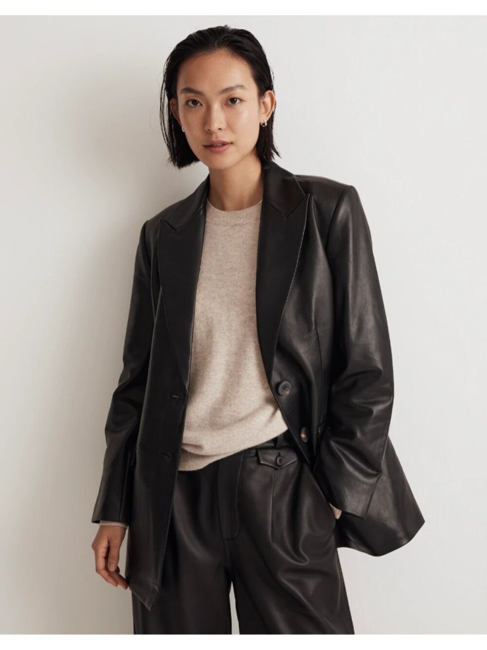 NWT Madewell The Bedford in Black Lamb Leather Oversized Blazer Jacket 16